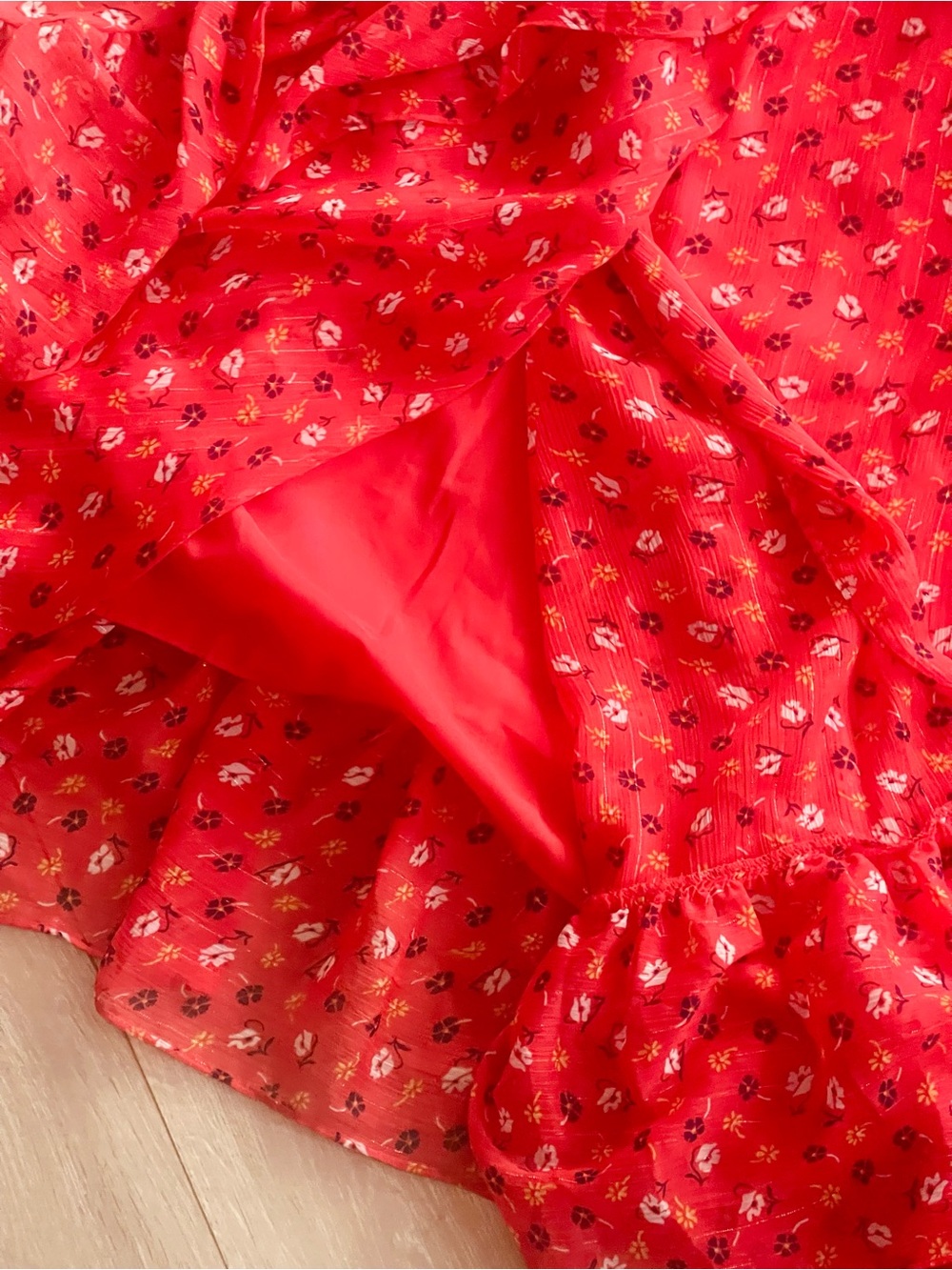 Madewell Red Floral Tie-Waist Maxi Dress - Picture 13 of 15
